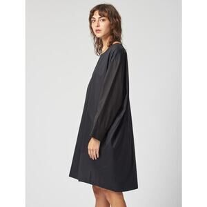 Nehera‎ "Deron" Dress Medium Women's Black Oversized Jersey Pocket Lagenlook